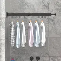 OEM Aluminium wasrek voor aan de muur, met handdoekhouder - Opvouwbaar wasrek voor balkon, badkamer en terras