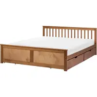 Beliani OLENDON - Bed met 4 lades - Bruin - 180 x 200 cm - Dennenhout