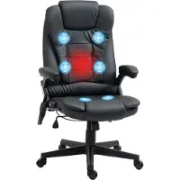 Youjia Bureau stoel met hoge rugleuning, massage bureau stoel, kunstleer, draaibaar, zwart