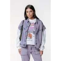 Colourful Rebel Vive Acid Wash Denim Gilet- XL