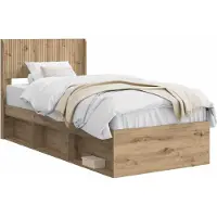 vidaXL Bedframe met opbergruimte en hoofdbord Artisanaal eiken