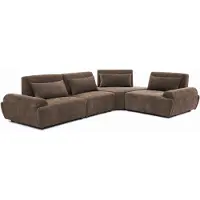 Oviala - Modulaire 4-zits hoekbank met verstelbare rugleuning 340 cm bruin - Callisto