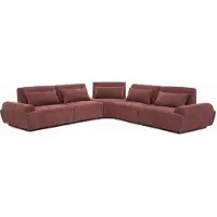 Oviala - Modulaire 5-zits hoekbank met verstelbare rugleuning 340 cm donkerrood - Callisto
