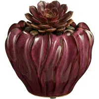 Mica Decorations Planten / bloempot Thom - bordeaux rood - keramiek - 15 x 19 cm