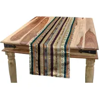 Abakuhaus etnische tafelloper, volksornamenten en motieven, eetkamerkeuken rechthoekige decoratieve tafelloper, 40 x 180 cm, meerkleurig