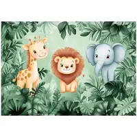 WALLARENA - Behang 312x219 cm + Fotobehang - Vliesbehang - Dieren motif - Voor Kinderen - Vinyl - Groen