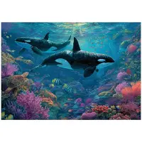 WALLARENA - Behang 400x280 cm + Fotobehang - Vliesbehang - Oceaan motif - Voor Kinderen - Op de Flizelin - Blauw