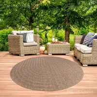 Muratap Sahara japandi rond buitenkleed jute-look weerbestendig vloerkleed zwart-
