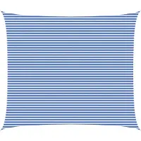 vidaXL Zonneschaduwzeil 6 x 7 m HDPE Rechthoekig Blauw en Wit