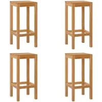vidaXL Barkruk 4 pcs Naturel Massief Teakhout