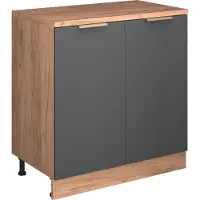 Vicco Uitbreidingskast Rion, Antraciet-goud/Goudkleurig Eiken, 80 x 46 cm zonder schuine kant met 2 deuren