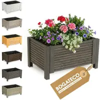 BOGATECO Houten Bloembak met Worteldoek 39x59x30 cm - Modulaire Plantenbak voor Tuin en Terras - 6 Kleuren Beschikbaar - Antraciet