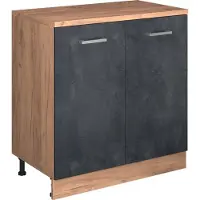 Vicco Uitbreidingskast Rion, Zwart beton/Goudkleurig Eiken, 80 x 46 cm zonder schuine kant met 2 deuren