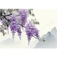 WALLARENA - Behang 368x254 cm + Fotobehang - Vliesbehang - Bloemen motif - Naar de slaapkamer, woonkamer - Op Flizelinie - Paars
