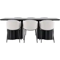 Ebuy24 Olivia eethoek tafel 100x210cm en 6 velours stoelen met armleuningen zwart.