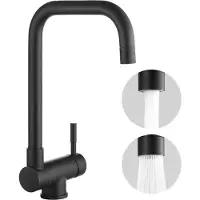CECIPA MAX Keukenkraan met Opvouwbare Tuit - Ideaal voor Keukenraam - 304 RVS - 90° Klapbaar + 360° Draaibaar - Zwart