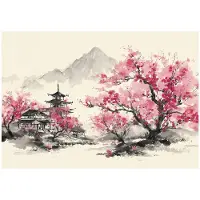WALLARENA - Behang 300x210 cm + Fotobehang - Vliesbehang - Bergen motif - Naar de slaapkamer, woonkamer - Op de Flizelin - Roze