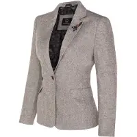 TruClothing Dames Tweed jaren 1920 visgraat lichtgrijze blazer