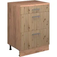 Vicco Uitbreidingscommode Rion, Artisanaal eiken/Goudkleurig Eiken, 60 x 46 cm zonder schuine kant met 3 lades