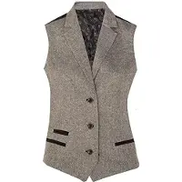 TruClothing Dames Tweed jaren 1920 visgraat lichtgrijs gilet