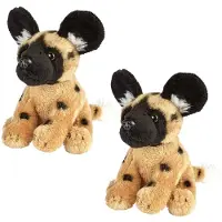 Ravensden Pluche dierenknuffel - 2x - Afrikaanse Wilde Honden - 15 cm - Savanne knuffels - een familie