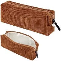 OEM Corduroy etui voor meisjes, etui voor school, etui voor dames, lederen etui, etui in bruin