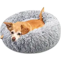 Markenlos Grijze pluchen halsband voor honden - 1 stuk - 50 cm