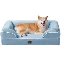 OEM Lang hondenbed voor grote honden, 91x68x15 cm. Super hondenbed voor middelgrote honden. Wasbaar en weerbestendig hondenverblijf. Antislip ondergrond. Rechtopstaand hondenbed van lichtblauwe kwaliteit.