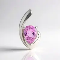 Cavill - Kunziet Hanger - 925 Sterling Zilver met Palladium - 1,377 ct Peervormige Druppel - Elegante Roze Edelsteen Sieraden Dames