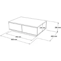 Vente-unique Salontafel met 2 deuren - Beige travertin effect en Donker natuurlijk - LOTULA