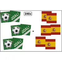 Partyxplosion 120x Servetten Voetbal 33cm x 33cm + 120x Servetten Spanje 33cm x 33cm - 3 laags - MIX - WK Servet diner eten knoeien restaurant BBQ thema feest verjaardag feest