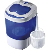 Mira Camping Wasmachine - Mini Wasmachine - Wasmachines - Capaciteit van Kleding 3 kg - Laag Water- en Energieverbruik - Wit/Blauw - 36cm x 37cm x 53cm