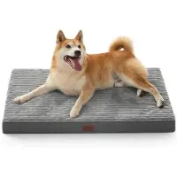 OEM Hondenmatras voor middelgrote honden - Wasbaar hondenbed met antislipbodem, grijs, 89 x 56 x 7 cm