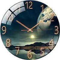 OEM Glazen wandklok - 30 cm - Stille wandklok, wanddecoratie, foto, gehard glas, geschikt voor woonkamer, keuken, kantoor en slaapkamer (stijl C)