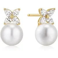 Ania Haie Gold Pearl Clover Stud Earrings E