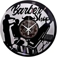 OEM Vintage wandklok voor kapperszaak | Wandklok voor kapsalon | Vintage wandklok als cadeau-idee | Stille wandklok met zwart en zilveren design (B4)