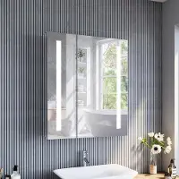 OEM Spiegel met LED-verlichting, 60 cm breed, staal - Touchbediening, draadloos scharnierontwerp