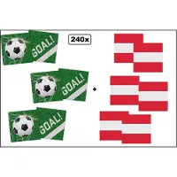 Partyxplosion 120x Servetten Voetbal 33cm x 33cm + 120x Servetten Oostenrijk 33cm x 33cm - 3 laags - MIX - WK Servet diner eten knoeien restaurant BBQ thema feest verjaardag feest