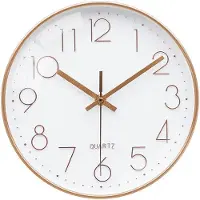 OEM Modern uurwerk van roestvrij staal met rozenmotief, 20 cm diameter, stille quartzklok geschikt voor woonkamer, eetkamer, slaapkamer en thuiskantoor