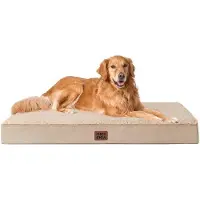 OEM Orthopedisch hondenbed voor grote honden, maat XL, 112x81x9 cm, wasbaar, zacht hondenbed, hondenmatras voor op een bank, kleur: khaki