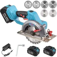 OEM 20V, 1080 omwentelingen per minuut, accu-aangedreven cirkelzaag - maximale snijdiepte 40 mm - handcirkelzaag met oplader en snellaadfunctie