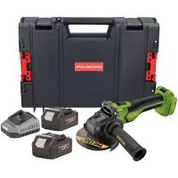 Procraft PGA22-BB accu haakse slijper 20 V 125 mm borstelloos + 2x accu 4,0 Ah + oplader + RHINO gereedschapskoffer