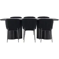 Ebuy24 Olivia eethoek tafel 100x210cm en 6 teddy stoelen zwart.
