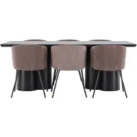 Ebuy24 Olivia eethoek tafel 100x210cm en 6 fluwelen stoelen met armleuningen zwart.