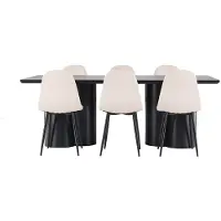 Ebuy24 Olivia eethoek tafel 100x210cm en 6 velours stoelen zwart.