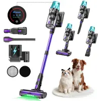 Blossom Steelstofzuiger Draadloos - 600W - Kruimeldief - 55kPa Zuigkracht - Tot 65 Min Accuduur - Groene Laser - HEPA Filter - zonder zak - Blauw/Paars