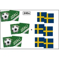 Partyxplosion 120x Servetten Voetbal 33cm x 33cm + 120x Servetten Zweden 33cm x 33cm - 3 laags - MIX - WK Servet diner eten knoeien restaurant BBQ thema feest verjaardag feest