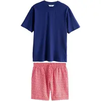 Next Pyjama kort navy / rood / lichtrood / wit