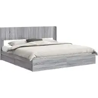 vidaXL Bedframe met opbergruimte en hoofdbord 2 st Bewerkt hout