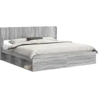 vidaXL Bedframe met opbergruimte en hoofdbord Grijs Sonoma